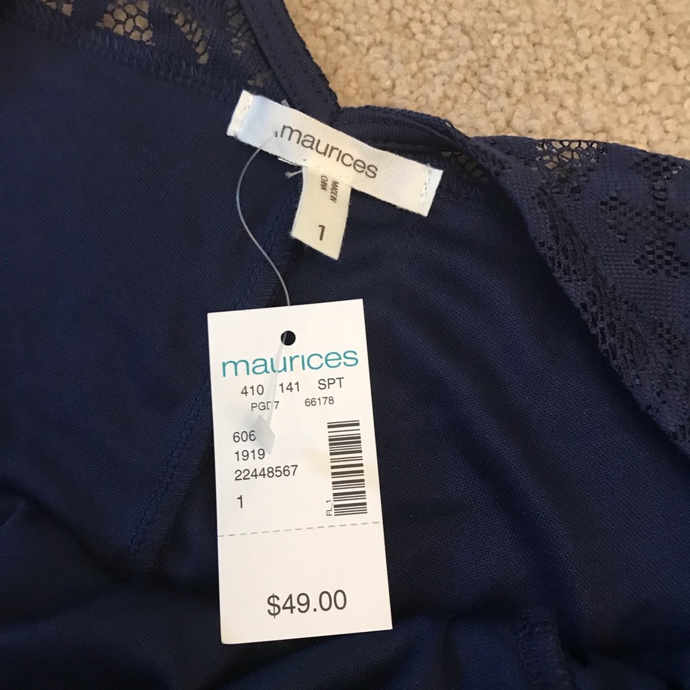 Maurices Navy Blue Lace Dress NEW Size XL 16 18 Fit Flare Party Wedding Formal - Picture 4 of 15